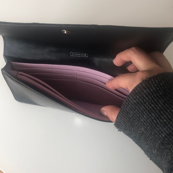 Coach black slim leather wristlet wallet - Picture 5 of 6